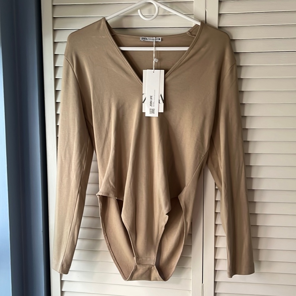 Zara XL tan top bodysuit